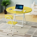 Yellow Round MDF Dining Table 60cm Space Saving Foldable Home Decor Modern Design