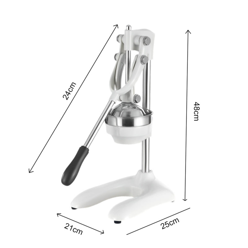 2X Manual Hand Press Citrus Juicer 304 Stainless Steel Aluminum Body 48cm White