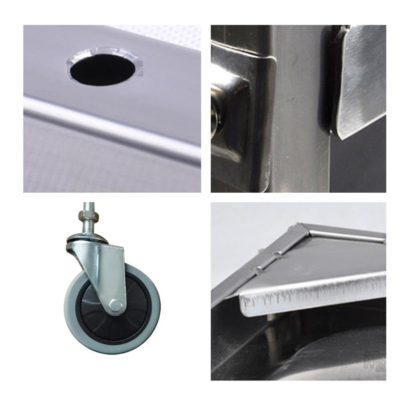 2X 2 Tier Stainless Steel Utility Cart 500x500x950 Square Tube Locking Wheels