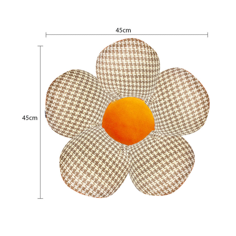 2X Orange Flower Seat Cushion 45cm PP Cotton Fabric Ergonomic Non Slip