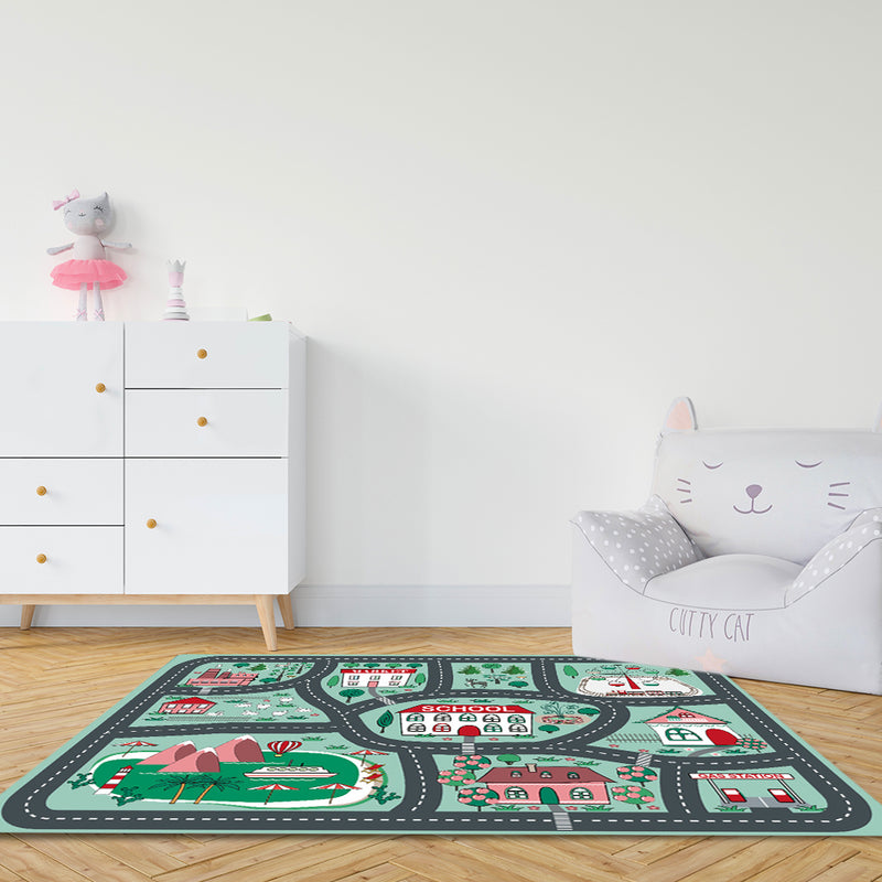 2X 120cm Kids Play Mat Educational Street Map Rug Soft Durable Multicolor