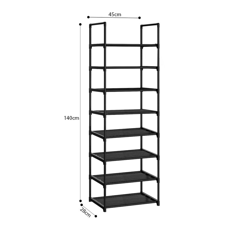 2X 8 Tier Shoe Storage Shelf Iron Black Space-Saving Caddy Rack Organizer