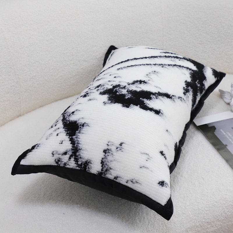 Throw Pillow 35x55x18cm Polyester Cotton Blend Thick Black And White Leopard