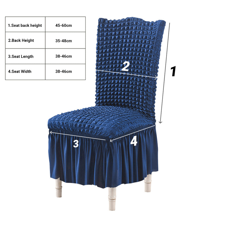 Blue Polyester Stretch Chair Cover Ruffle Skirt Seat Protector Fits 45 To 60Cm