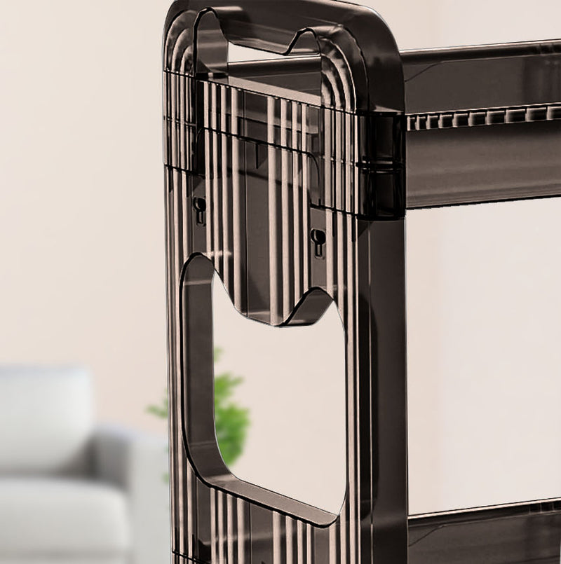 4 Tier Plastic Bookshelf Organizer Trolley 38x24x90cm Black
