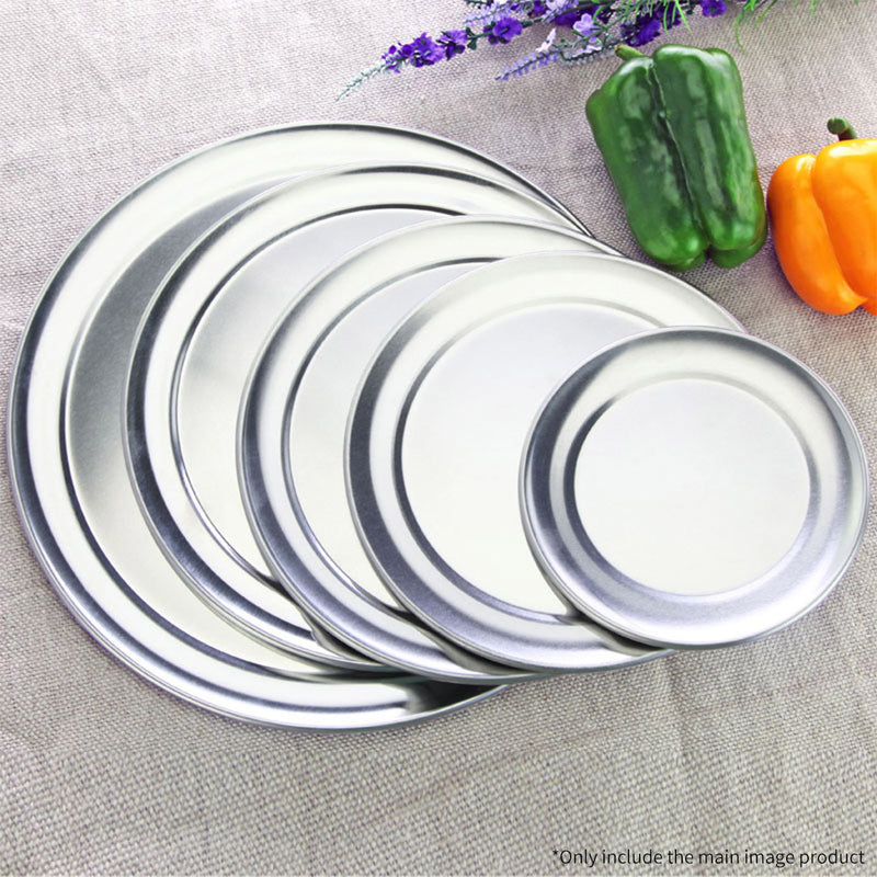 6X 8 Inch Round Aluminum Steel Pizza Pan Silver Commercial Grade Dishwasher Safe