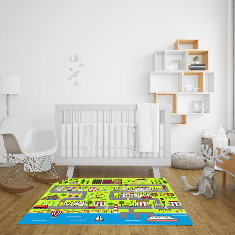 2X 120x180cm Kids Polyester Play Mat Street Map Educational Multicolor