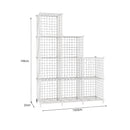 White Portable 9-Cube Foldable Storage Organizer Iron Mesh Space Saving Shelf