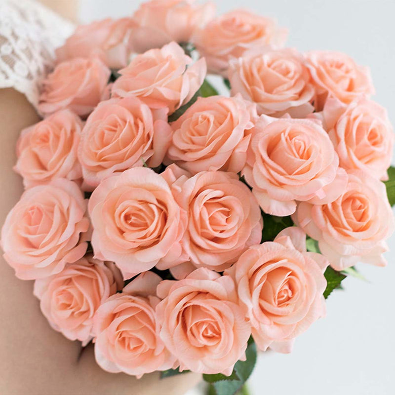 5pcs Artificial Real Touch Silk Roses Bouquet 6.5cm x 52cm Red Table Decor
