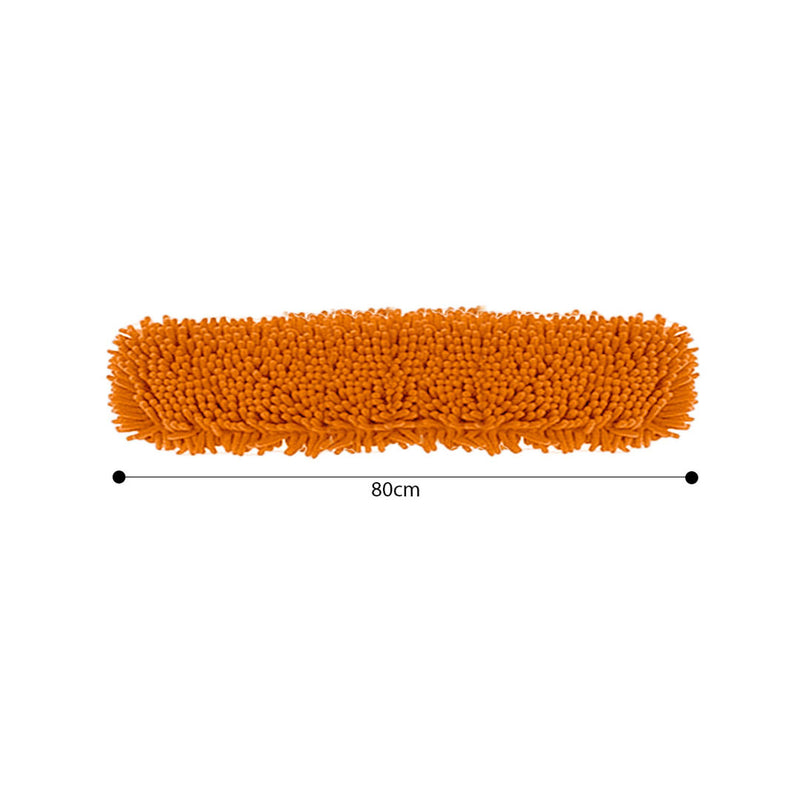 5X 80x12cm Orange Microfiber Flat Mop Cloth Covers Stainless Steel Pvc Chenille