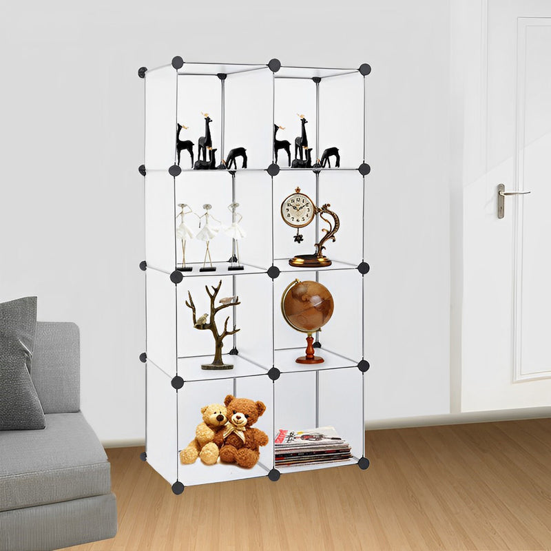 2X 8 Cube Transparent Polypropylene Stackable Shelf Box 75x37x146cm