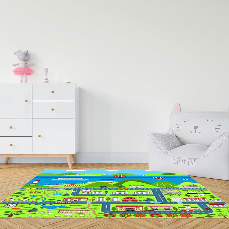Kids Street Map Play Rug Polyester 120x180cm Multicolor Educational
