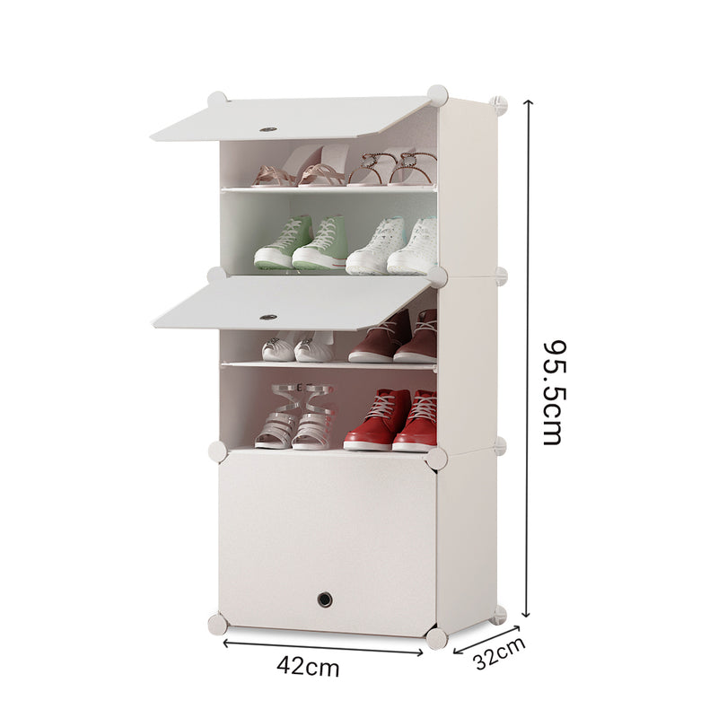 5 Tier White Shoe Rack Organizer Stackable Storage Stand with Cover