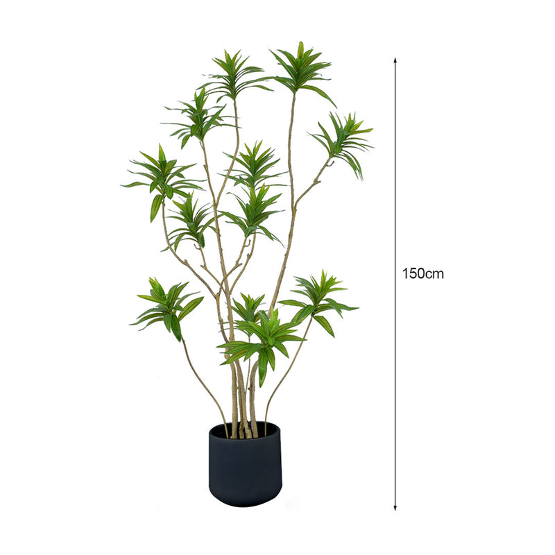 2X 150cm Artificial Lily Bamboo Tree Home Decor Realistic Green Plant 12 Branches