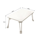 White Portable Folding Bed Table Adjustable Desk Cup Holder Particleboard Metal