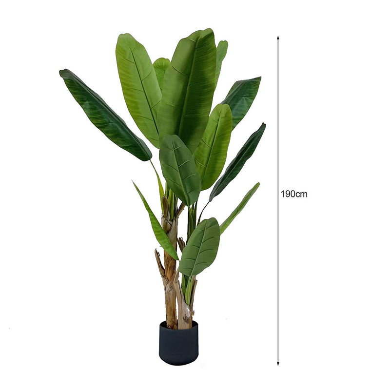 Artificial Banana Plant Bird Of Paradise Tree 190cm Green 3 Branches Polyurethane