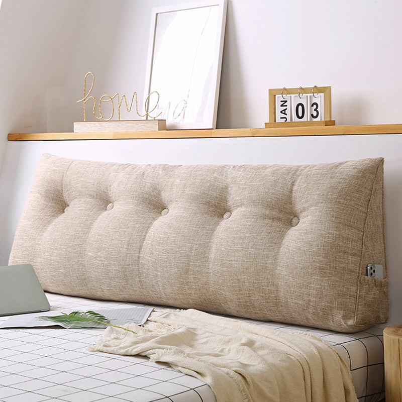 2X 100cm Triangular Wedge Backrest Pillow Polyester Pp Fill Beige Tufted