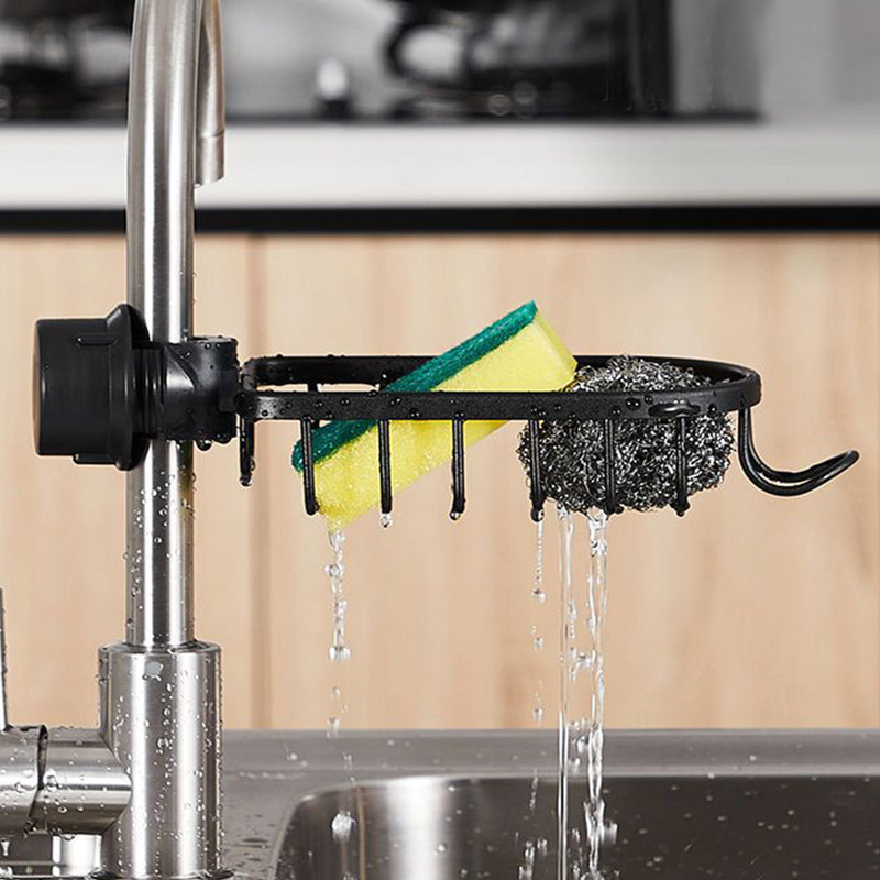 2X Kitchen Sink Storage Rack Aluminum Faucet Caddy 28.5x12x8cm Black