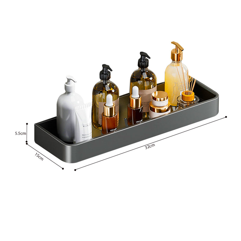 32cm Black Aluminum Wall-Mounted Kitchen Spice Storage Shelf Space Saving