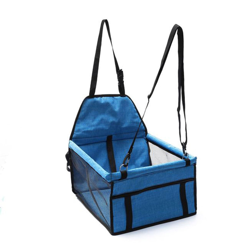 Pet Booster Car Seat 600D PVC Mesh Safety Tether 40x30x25cm Waterproof Blue