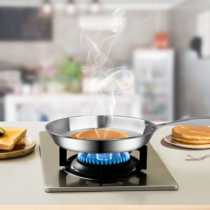 Stainless Steel Fry Pan Set 28cm 32cm Induction Compatible Riveted Handles