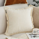 White Chenille Textured Throw Pillow Tassels Stylish Cozy Home Decor 45cm