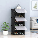 6 Tier Shoe Rack Organizer Stackable Storage Black Translucent Cover