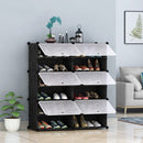 6 Tier Shoe Rack Organizer Black Stackable Storage Cabinet with Cover