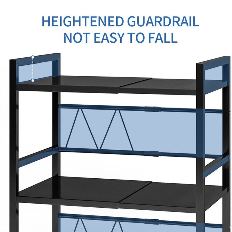 2X 3 Tier Black Carbon Steel Adjustable Microwave Oven Stand with Storage Shelves