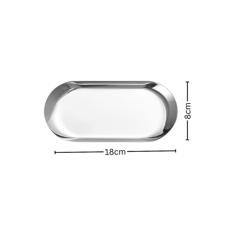 Oval Stainless Steel Plate Set 3 Pieces Small Medium Large Silver Nordic