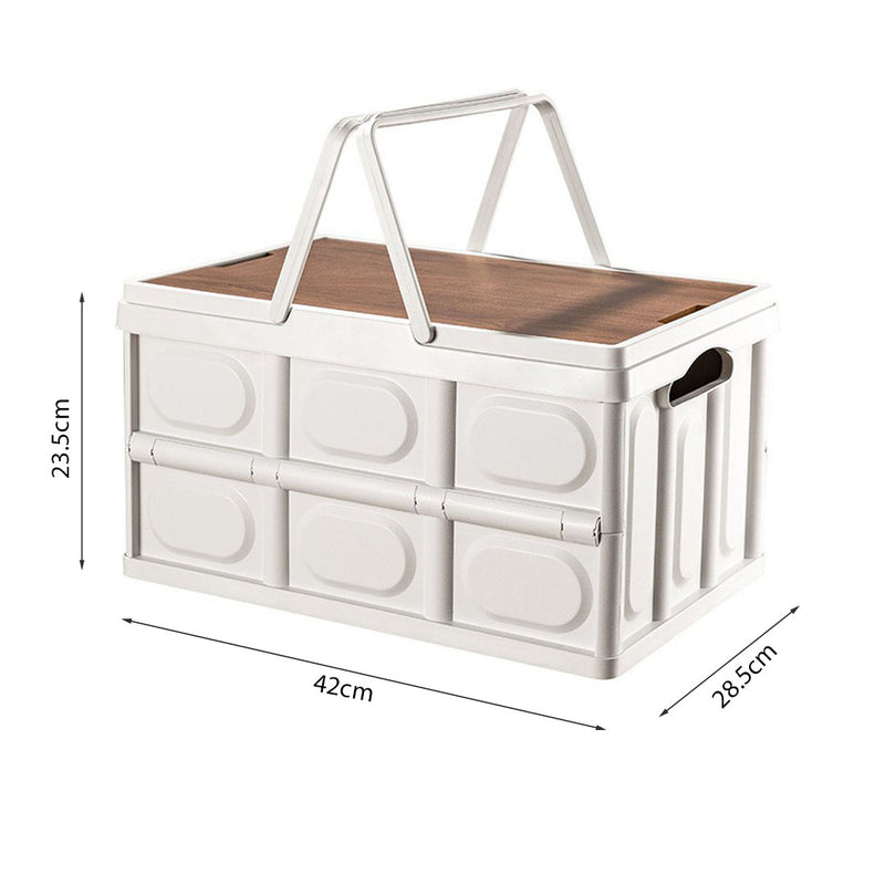 30L Foldable Plastic Storage Box With Handle Stackable Portable White