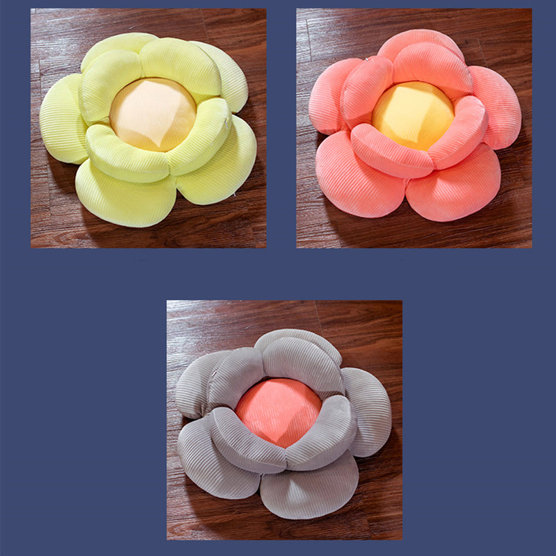 Double Flower Shaped Plush Cushion Polypropylene Cotton 70cmx70cmx20cm Beige