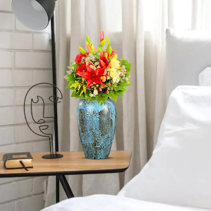 Medium Ceramic Flower Vase 30x19cm Light Blue Living Room Decor