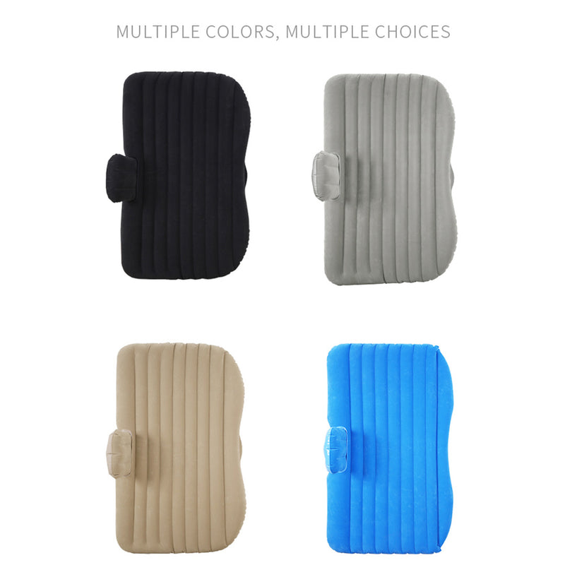 Grey Inflatable Car Mattress Camping 132x80x10cm Pvc Flocked 2X Pillows Pump