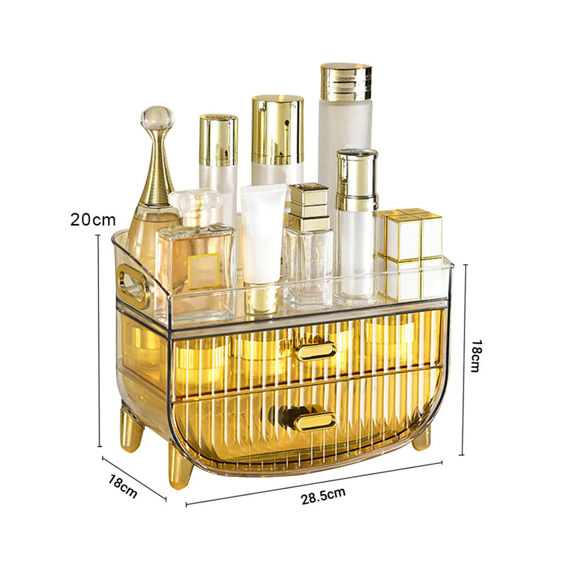 2X Golden Yellow 3 Tier Cosmetic Skincare Jewelry Storage Organizer Dustproof