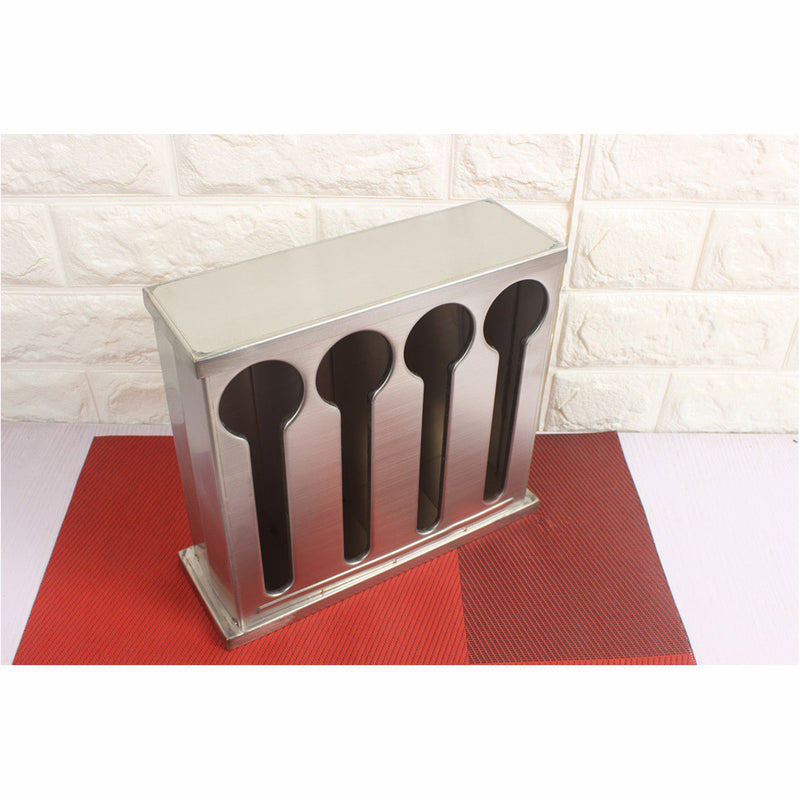 Stainless Steel Spoon Utensil Holder 4 Holes 240X90X230mm Detachable Cover Drain