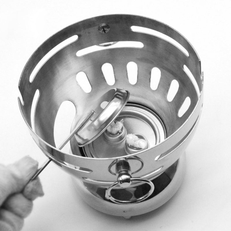Stainless Steel Mini Asian Hot Pot Single Shabu Alcohol Stove Glass Lid 18.5cm