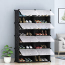 8 Tier 2 Column Shoe Rack Organizer Black Stackable Storage with Cover