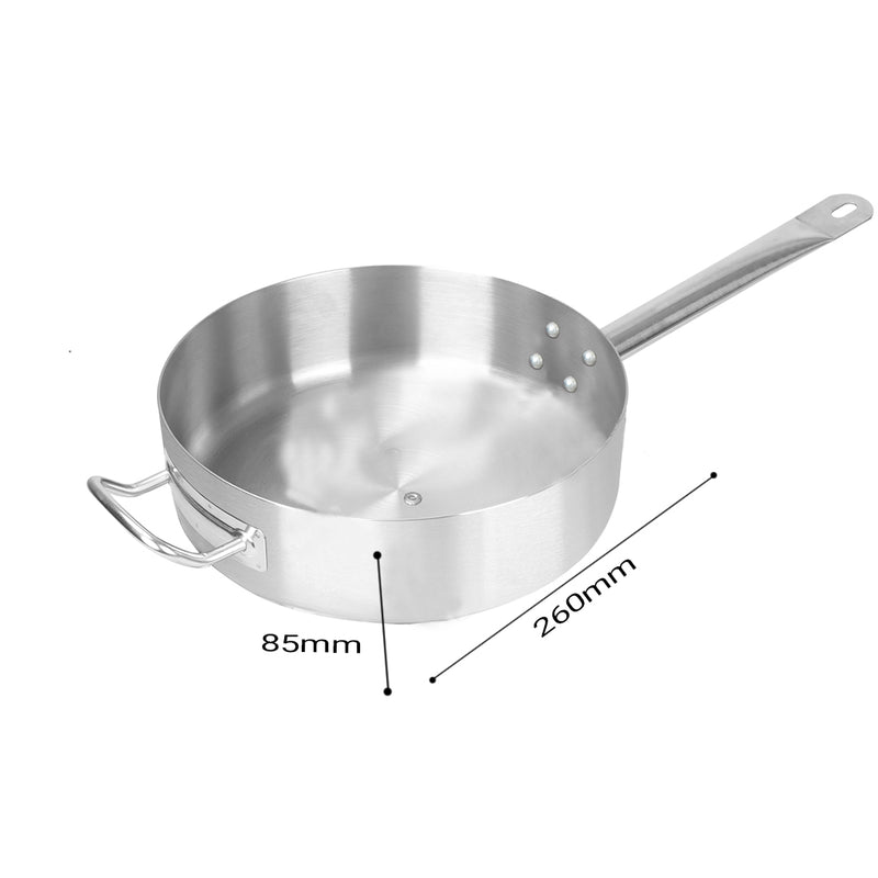 26cm Stainless Steel Saucepan Tri Ply Clad Aluminum Core Glass Lid Helper Handle