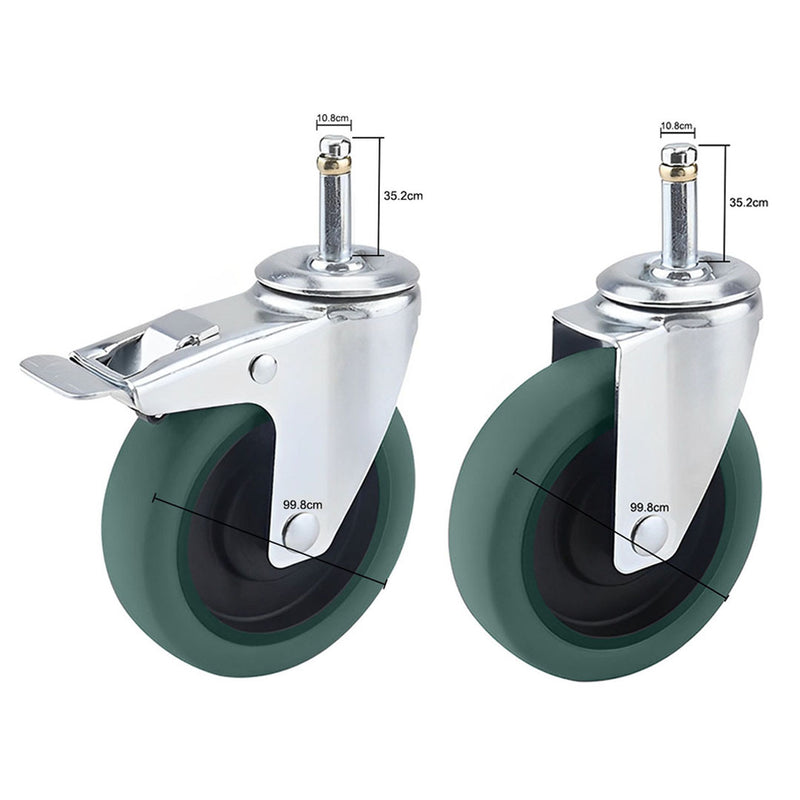 Heavy Duty 4"" Polyurethane Swivel Casters Set with Lock Brakes and 360 Rotation