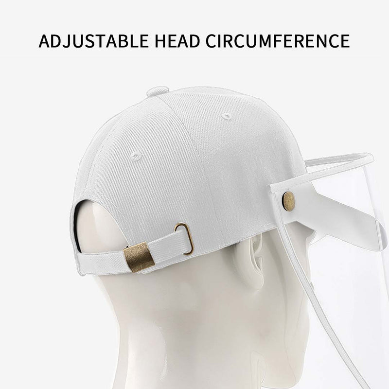Adult Full Face Protective Hat Cotton Tpu Shield Baseball Cap White 27x41cm