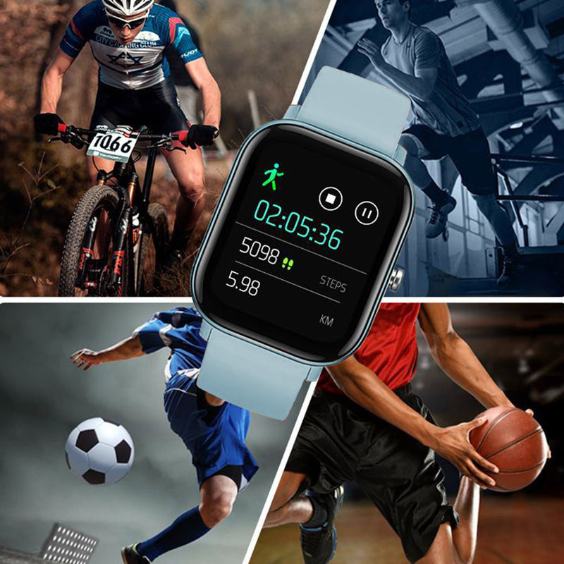 Waterproof Fitness Smart Watch Heart Rate Monitor 1.4 Inch Display Blue