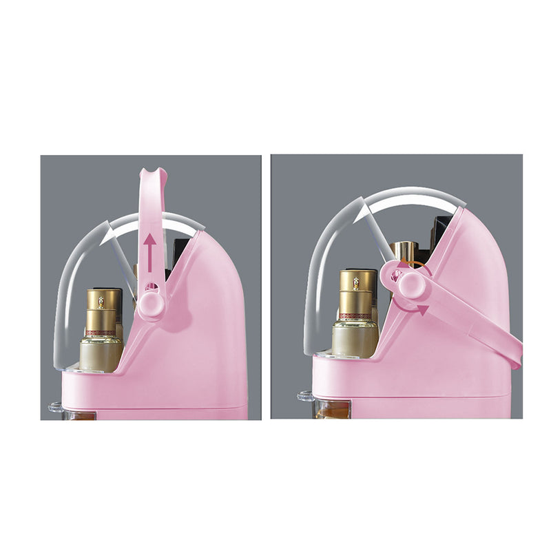 3 Tier Pink Makeup Storage Organizer ABS Plastic Waterproof Dustproof Handle