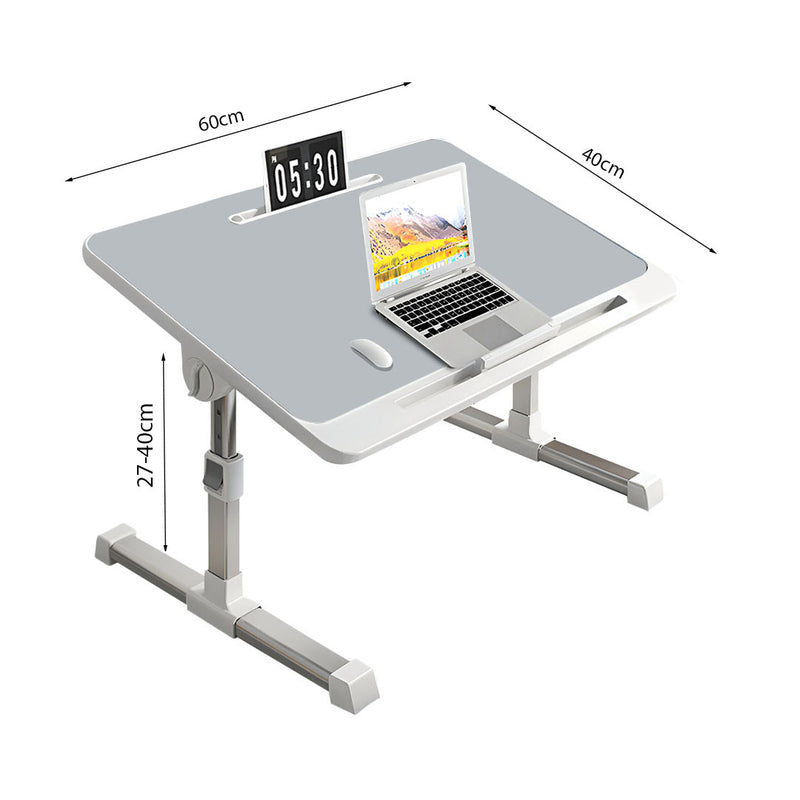 Portable Foldable Laptop Bed Table 60X40cm Adjustable Light Gray Tablet Slot