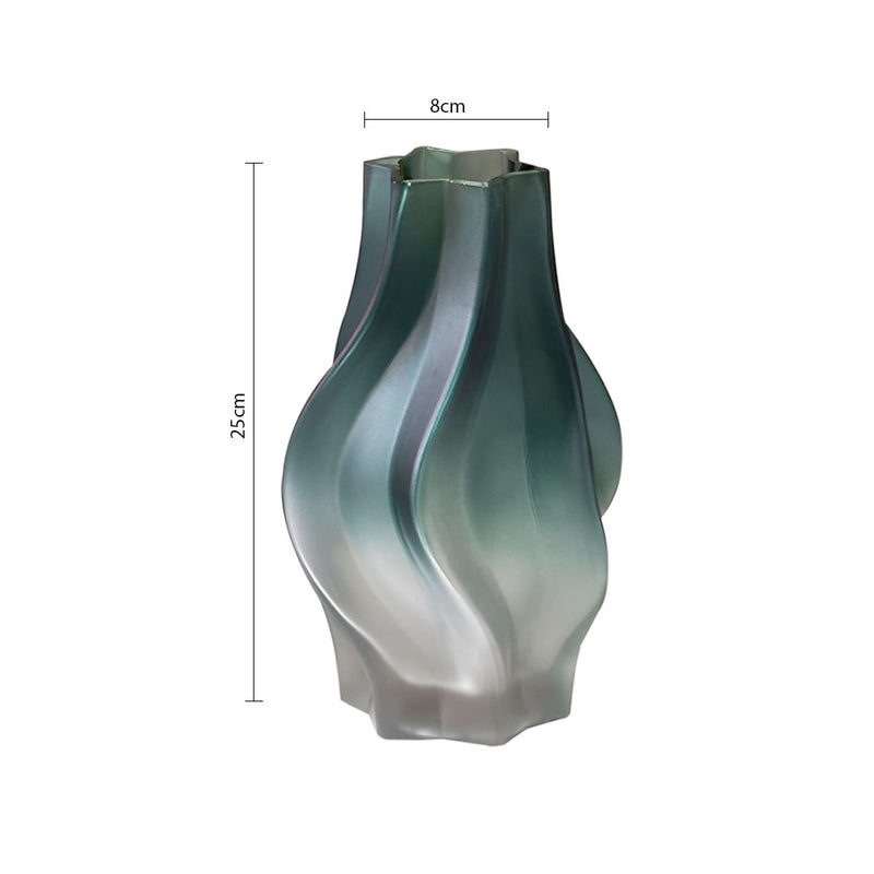 27cm Hand Blown Glass Vase Bubble Texture Tall Slender Blue Home Decor