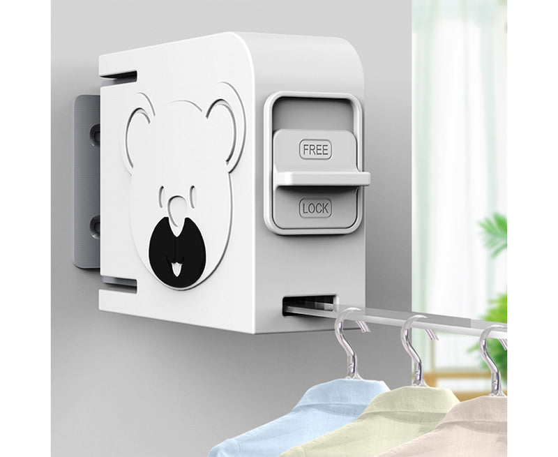 2X Wall Mounted Retractable Clothes Rack Foldable Space Saving 160mm White