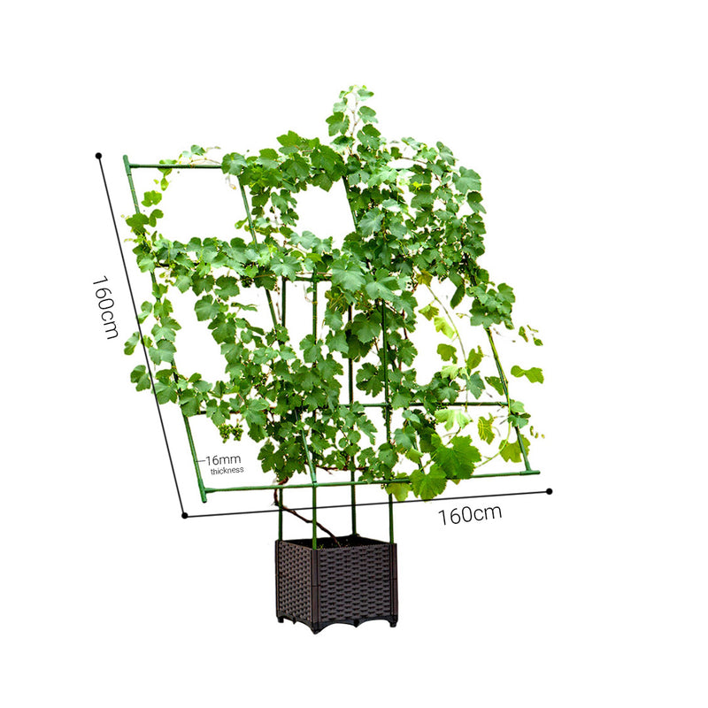 160x160cm Inclined Plant Trellis Frame Metal Pvc Garden Vine Support Green