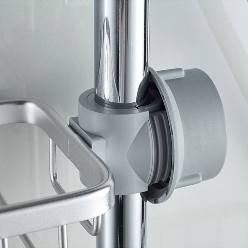 Silver Aluminum Kitchen Sink Organiser Soap Sponge Caddy Rack Storage Drainer