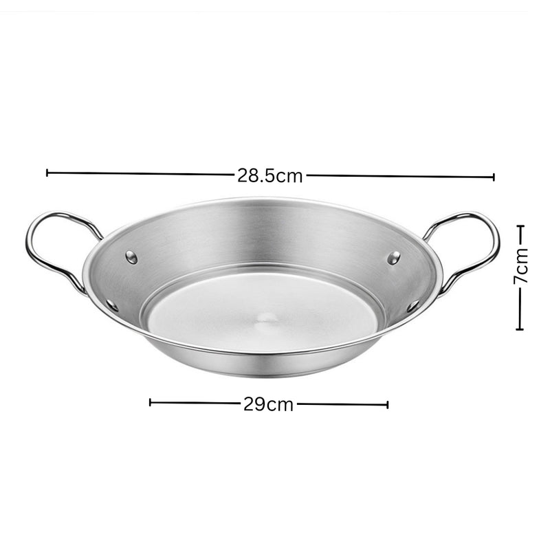 29cm Dry Pot 201 Stainless Steel Silver Nonstick Lid Induction Safe