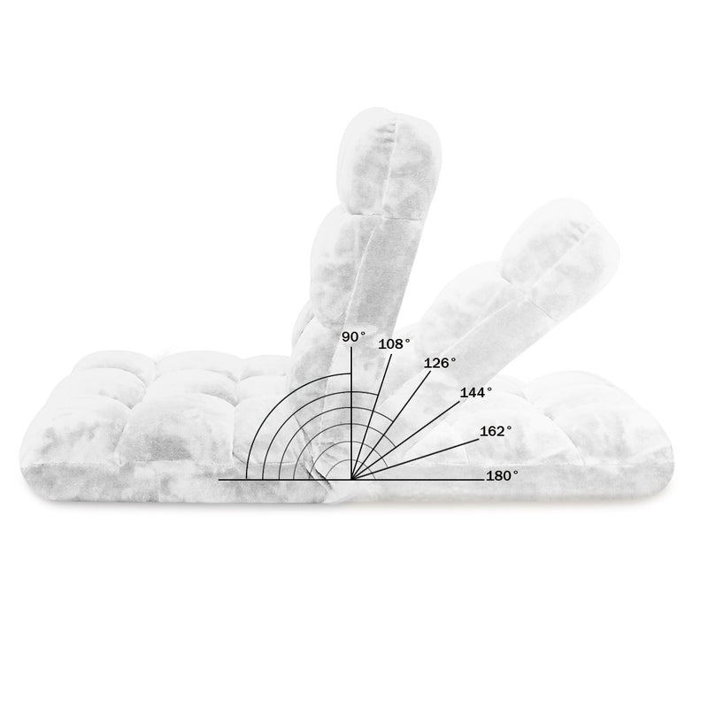 2X Folding Floor Recliner Cushion Plush Memory Foam White 108x53x10cm